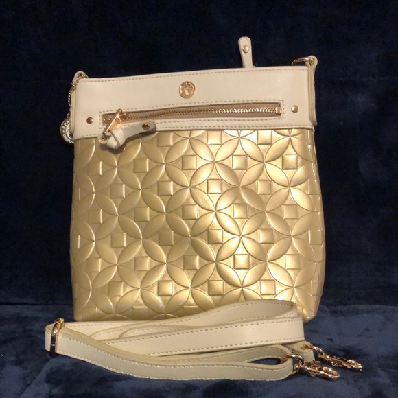 Spartina 449 Gold & Cream Leather and Patent Leather Crossbody Women's Bag NWOT - Picture 7 of 7